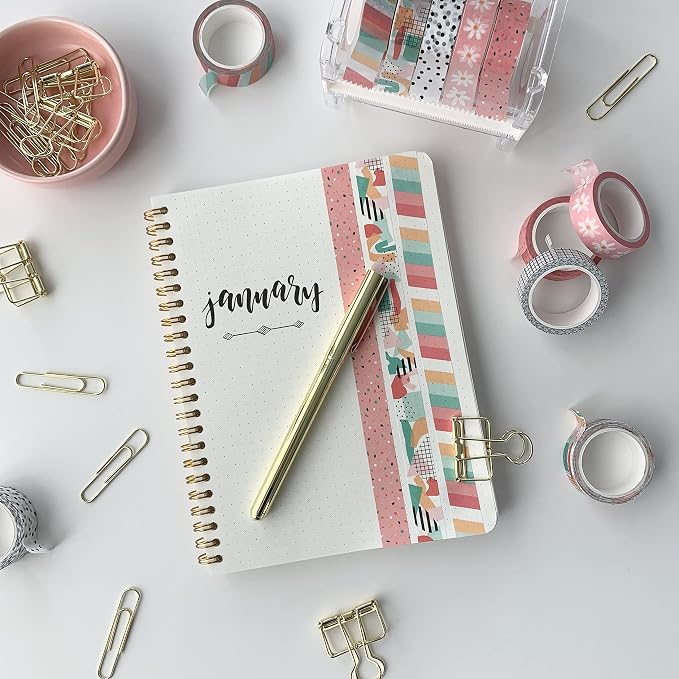 ZYNSHE Washi Tape Set of 12 Rolls of 15 mm Wide Cute Decorative Washi Tape for Journaling, Scrapbook, Washy Crafts, Bullet Journals, Planners, DIY Décor, Gift Wrapping, Craft Supplies (Retro)
