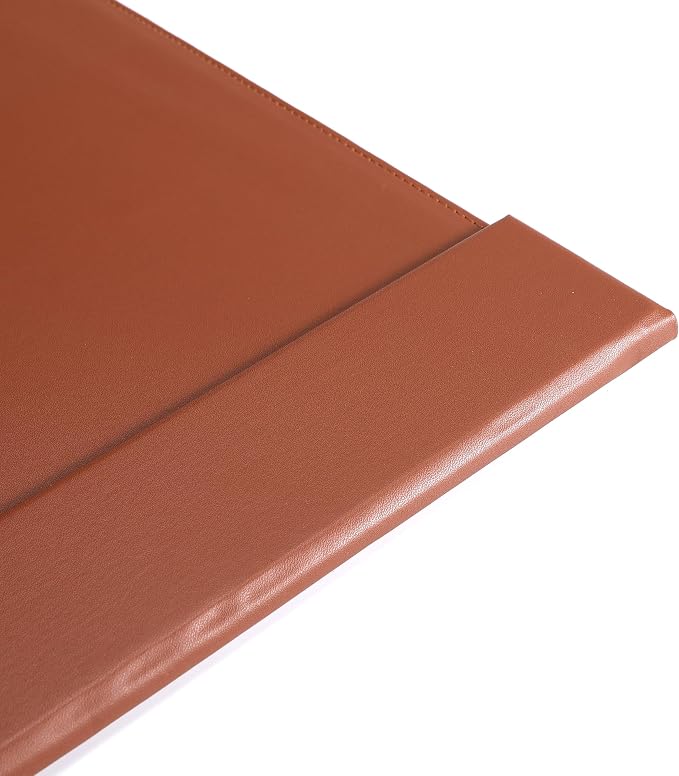 34" x 20" Leather Desk Blotter with Side Rails for Writing Leather Executive Desk Pad Protector Desk Mat for Office Home Workplace Brown