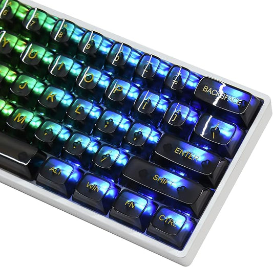 Guffercty kred 61 Keys Black Clear Keycap Set, Transparent Black Keycaps 60 Percent PC Material OSA Profile Only for 60% Keyboard(Obsidian-OSA)