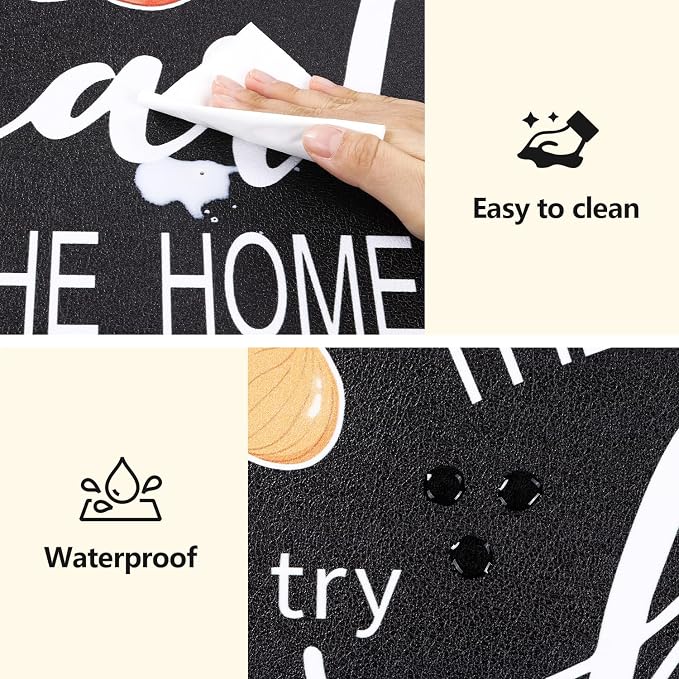 Yamaziot Anti Fatigue Kitchen Rug Set of 3, Non-Slip Cushioned Floor Mats | Waterproof, Stain Resistant, Farmhouse Cushioned Comfort Standing Desk Mat with Runner for Kitchen, Office, Sink, Laundry