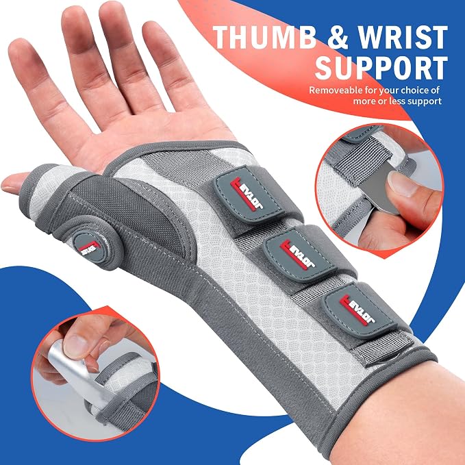 FEATOL Carpal Tunnel Wrist Brace Night Support, Thumb Spica Splint Left Hand for De Quervains Tenosynovitis, Tendonitis, Thumb Brace for Women Men, White Pink, Medium/Large