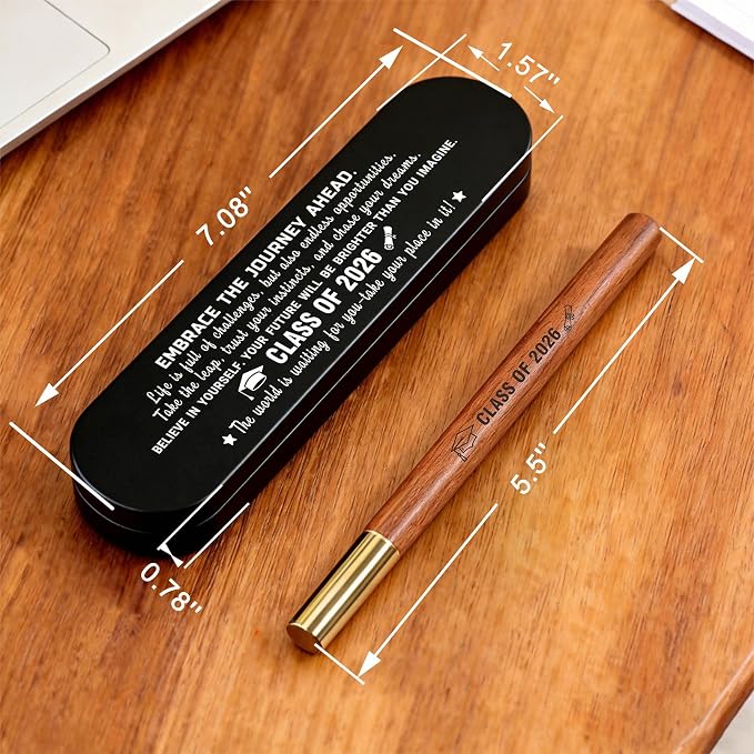 Graduation Gifts Class of 2026 Wooden Pen Gift Set for Him Her | Laser Engraved Graduation Pen | Middle High School College University Graduation Gift | 2026 Graduation Gifts for Men Women