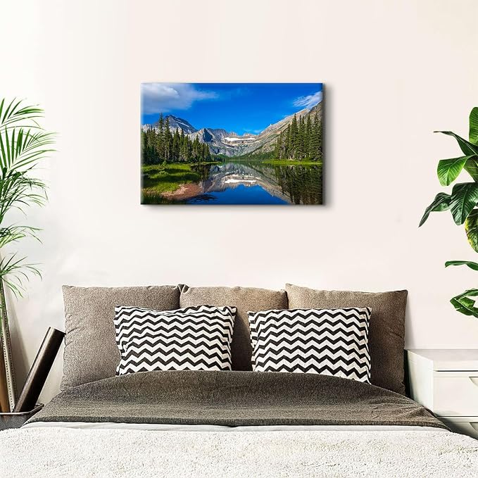 Rustic Moraine Lake Wall Art for Bedroom Snow Mountains Pictures Wall Decor Banff National Park Photography Canvas Posters Nature Forest Scenery Paintings Modern Artwork Living Room Decorations 24x36"