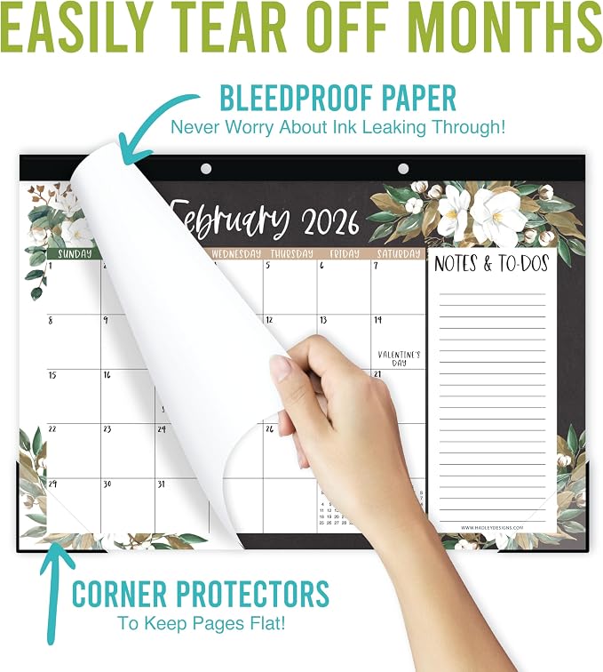 Hadley Designs Large Teacher Desk Calendar 2026-2027 - Desktop Calendar 2026, 18-Month Desk Calendars for Home, Office & Classroom, Cute Classroom Must Haves, Back to School Teacher Gifts