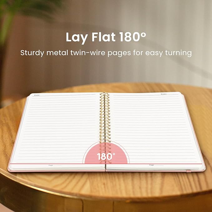 Taja Lined Spiral Journal Notebook for Women & Men, 140 Pages, College Ruled Hardcover Notebook for Work & Note Taking, Journals for Writing, A5(5.7" x 7.9") - Pink