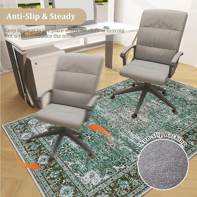 Office Chair Mat for Hardwood Floor, 60"x45" Easy Glide Computer Desk Mat Protector for Rolling Chair Under Desk Rug Nonslip Backing, Machine Wash, (Modern)