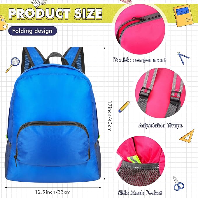 AmazingSpark 24 Set Backpacks Bulk with School Supplies Pencil Pouch Ruler Back Pack Basic Backpack Back to School Supplies Donate Set