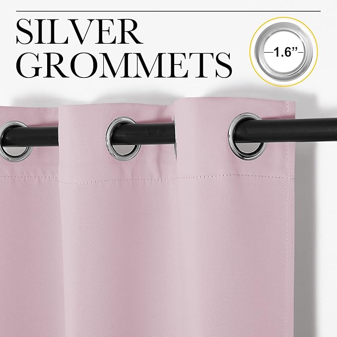 NICETOWN Bedroom Blackout Curtain Panel - (120 inches by 84 inch, Baby Pink, 1 PC) Energy Saving Thermal Insulated Grommet Blackout Drapery for Patio, Room Divider Curtain