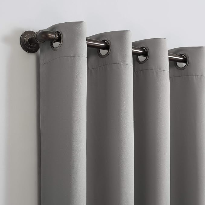 Sun Zero Nordic Theater Grade Extreme 100% Blackout Grommet Curtain Single Panel, 52" x 84", Silver Gray