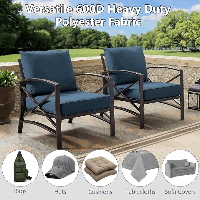Waterproof Canvas Fabric by The Yard, 58inch 600D Upholstery Fabric Polyester Material Outdoor Water Resistant Material for Sewing Chair Patio Cushion Bag Sofa Seat Repair, 10 Yard Navy Blue