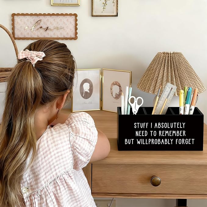 Funny Pen Holder, Funny Pencil Holder for Desk, Office Humor Gifts, Coworkers Gifts for Women Men Wooden Box Sign Decorations for Office Workplace Desk Tabletop