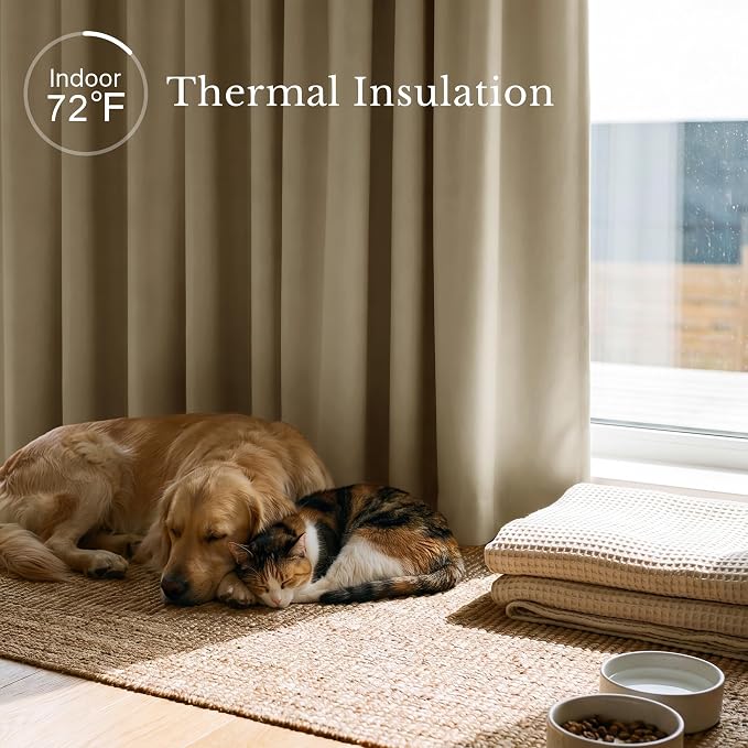 NICETOWN Window Treatment Thermal Insulated Rod Pocket Room Darkening Curtains/Drapes for Bedroom (Cocoa Eggnog, 2 Panels, W42 x L63 inches)
