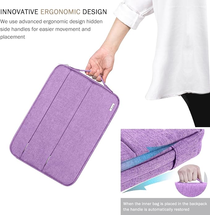 Voova 13 13.6 Inch Laptop Sleeve Case Compatible with MacBook Air 13 M1/M2/M3/M4 2020-2025, MacBook Pro 13/14, IPad Air/Pro 13, Waterproof Slim Computer Bag Cover with Handle, Lavender