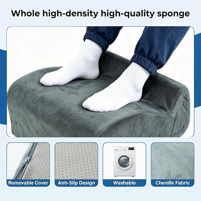 Foot Rest for Under Desk at Work, Ergonomic Footrest Multifunctional 3-Tier Foot Stool, Support Foot Pillow for Office Chair Gaming Chair Leg Elevation Pillow (Gray, One Size)