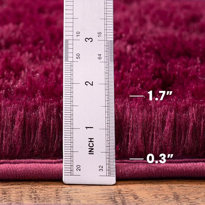 Awaytail 2x6 Rug - Non-Slip Runner for Living Room - Height Pile 1.4" Plush Rug - Throw Rugs Carpet for Bedroom - Burgundy