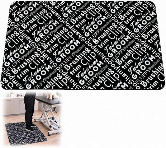 Pet Groomer Antifatigue Standing Mat, 43 x 27 Inch Large Non Slip Cushioned Ergonomic Mat PVC & Foam Pad for Pet Shop Employees, Kitchen Floor, Office Standing Desk, Store Floors, Black