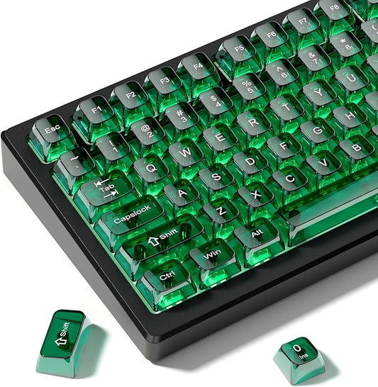 dagaladoo Clear keycaps,Transparent Keyboard keycaps,Jelly Key caps Set,Shine Through keycap，MDA Profile Keyboard caps for Mx Switches Mechanical Keyboard(Dark Green)