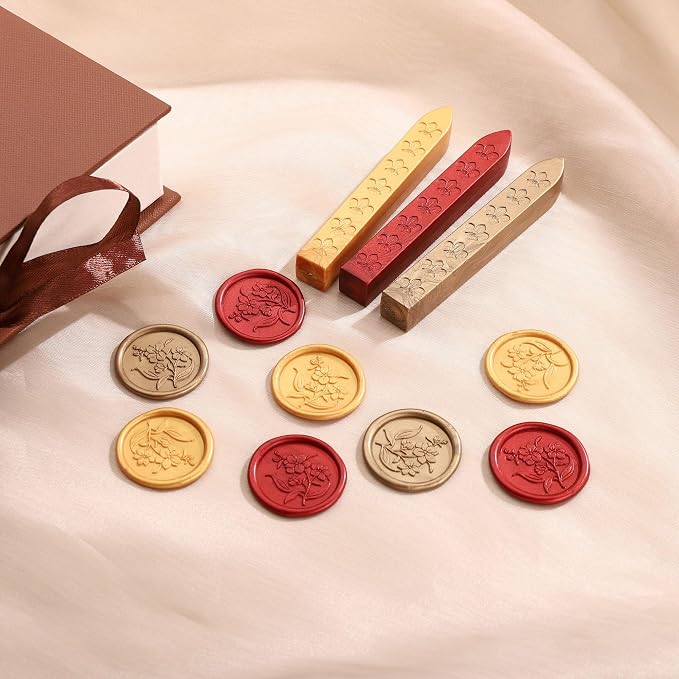 Yoption Orchid Flowers Wax Seal Stamp Kit with Sealing Wax Sticks and Gift Box for Wedding, Party Invitations, Christmas, Envelopes