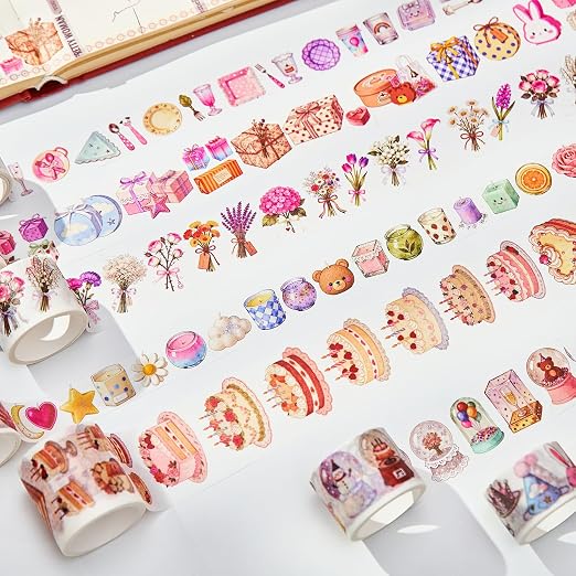 Washi Tape Set 21 Rolls,Birthday Decorative Masking Tapes | Junk Journal, Scrapbooking Supplies,Party Fovors for wedding, birthday
