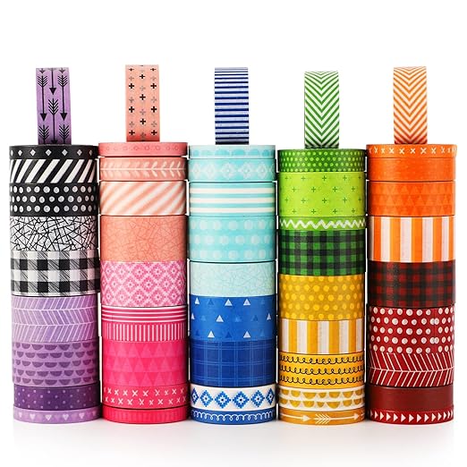 50 Rolls Washi Tape Set, Decorative Adhesive Tape for Scrapbook, Arts & Crafts, Journals, and Planners, Each Rolls 5yd Total 250yd (Pink)