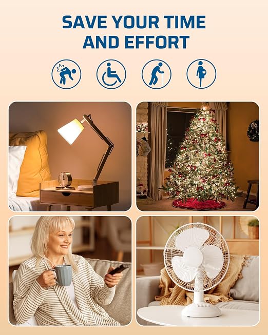 DEWENWILS Wireless Control Outlet for Christmas Decor, Programmable and Expandable Electrical Switch, 100FT Range, 125V/15A/1875W Light Switch, 2 Remote and 5 Outlets
