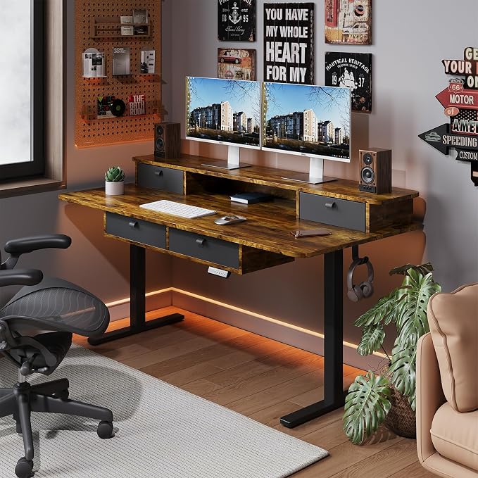 Dual Motor Standing Desk Frame for 40-63 in Tops, 264 lb, Black | Frame Only, Fits 40-63 x 24-28 in Tops, 28.3-46.5 in Height, 2+3 Controls, ≤45 dB, 264 lb Capacity