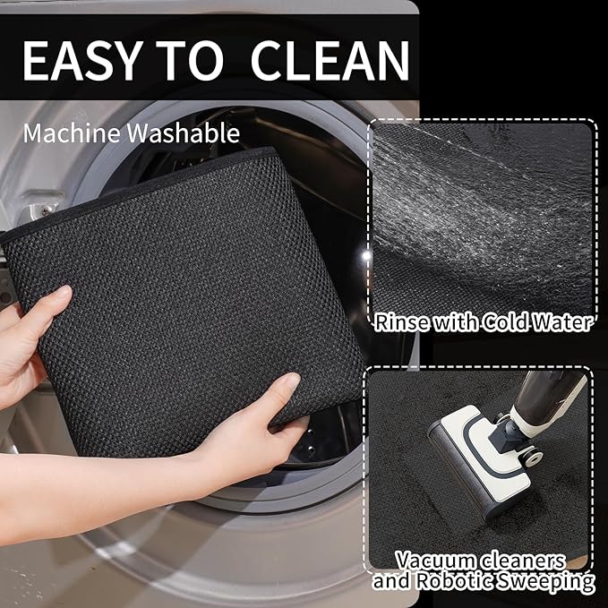 YDKGL Kitchen Mats for Floor, Super Absorbent Kitchen Rugs Non Slip Washable, Soft Imitation Linen Braided Kitchen Runner Rug, Standing Mat Kitchens Sink Mat, Easy to Clean, Black 17x71