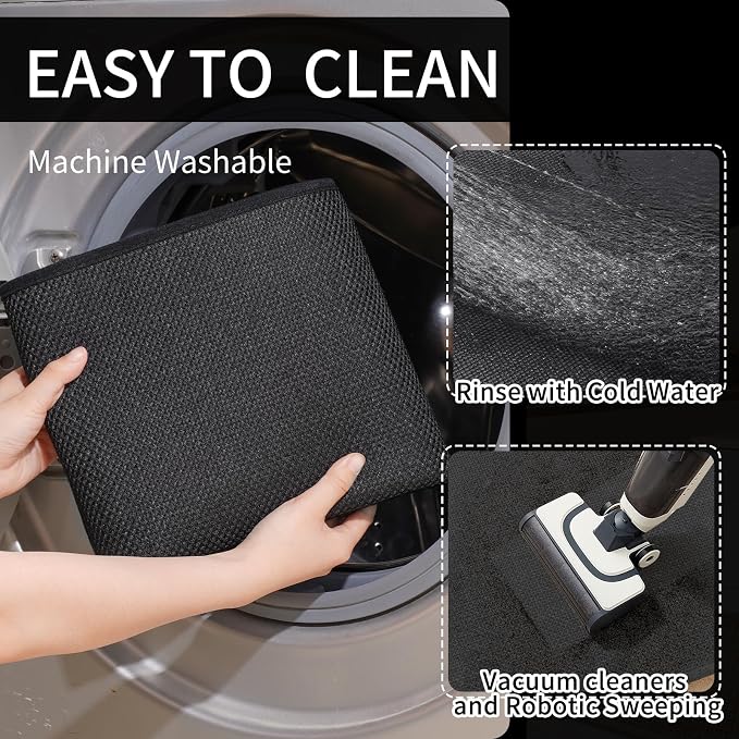 YDKGL Kitchen Mats for Floor, Super Absorbent Kitchen Rugs Non Slip Washable, Soft Imitation Linen Braided Kitchen Runner Rug, Standing Mat Kitchens Sink Mat, Easy to Clean, Black 17x95