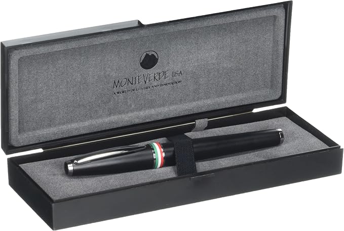 Monteverde USA Aldo Domani Italia Fountain Pen Matte Black - Fine Nib - Luxury Writing Pen - Italian Design - JoWo Stainless Steel Nib - Smooth Ink Flow - Refillable - Gift Box Included