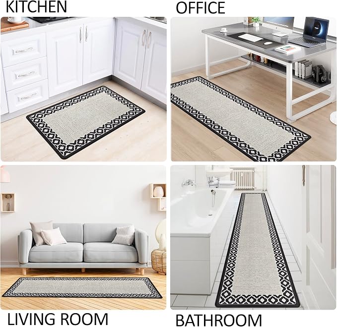 Anti Fatigue Kitchen Rug Kitchen Floor Mats Cushioned Anti Fatigue Memory Foam Kitchen Rugs Padded Kitchen Floor Mat Non Slip Washable Kitchen Mats for Floor Laundry Office Sink 17.3 x 47.2inch