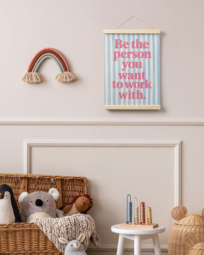 FGFK Inspirational Pink and Blue Office Wall Art Poster Hanger Frame, Be the Person You Want to Work with Motivational Teamwork Canvas Prints Framed Wall Decor for Office Workplace, 12x16 Inch