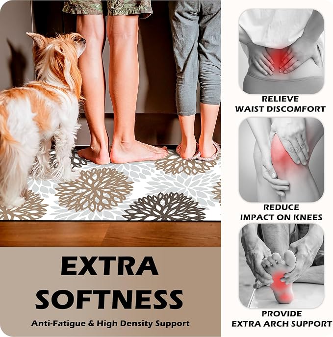 Kitchen Mats Set of 2 Cushioned Anti Fatigue Kitchen Rugs Non Slip Waterproof Kitchen Runner Memory Foam Kitchen Floor Mat Comfort Standing Mat for Sink,Office,Laundry
