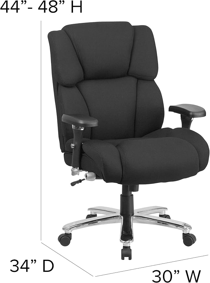 Flash Furniture HERCULES Series 24/7 Intensive Use Big & Tall 400 lb. Rated Black Fabric Executive Ergonomic Office Chair with Lumbar Knob