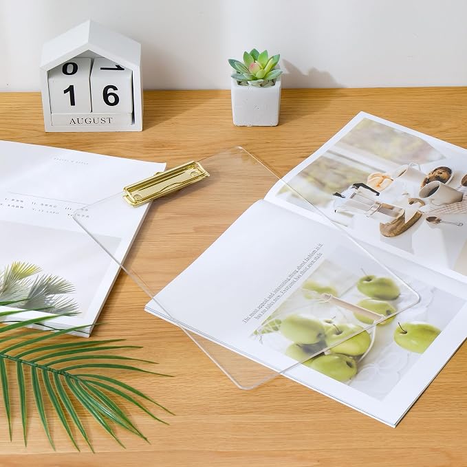 JIARI 4 Pack Clear Acrylic Office Clipboard A4 Letter Size 8.6" x 12.2" | (Gold 4 Pack)