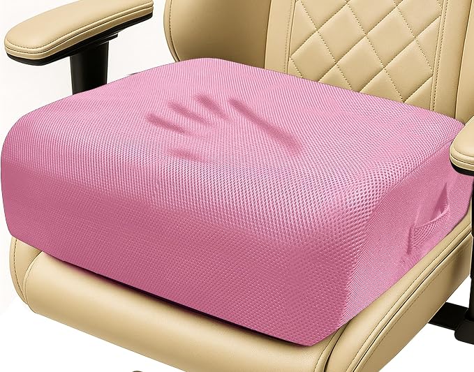 6" Extra Thick Memory Foam Office Chair Cushion – 2-Layer Booster Seat for Back & Tailbone Pain Relief, 18 x 16 x 6in Non-Slip Cushion with Carry Handle for Wheelchair, Car, and Airplane