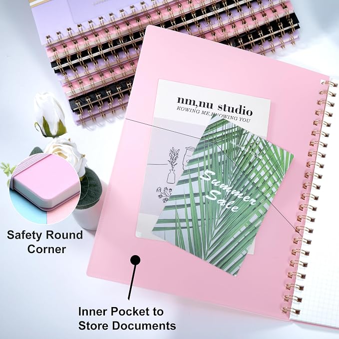 Yoment Spiral Notebook 8.5 x 11 A4 Large Notebooks for Work College Ruled Journaling Notebooks, 100 GSM Paper, Spiral Bound Journal for School Note Taking Writing, A4 Pink