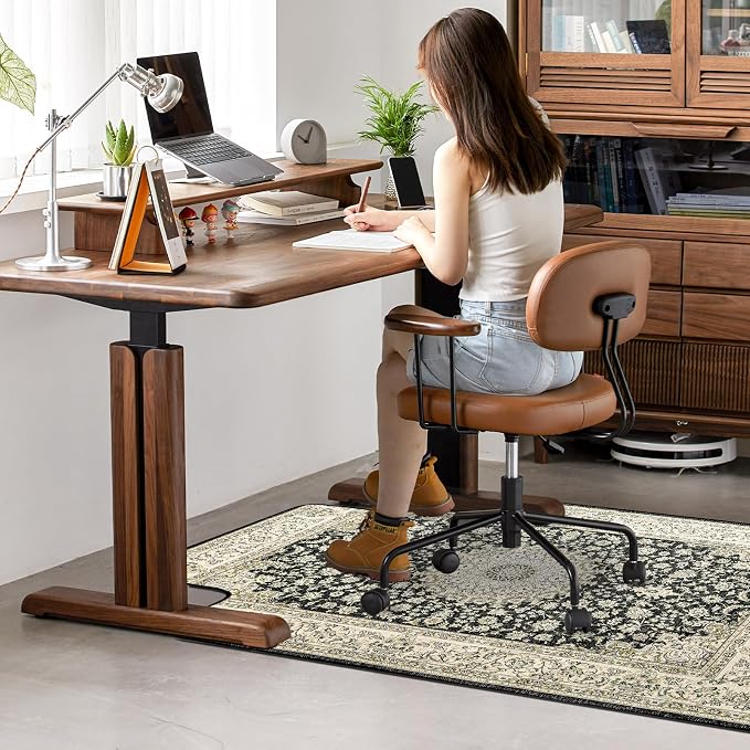 36" X 48" Office Chair Mat for Hardwood and Tile Floors, Under Desk Chair Mat for Carpet Protector Rolling Computer Chairs, Machine Washable Non-Slip Area Rug, Black