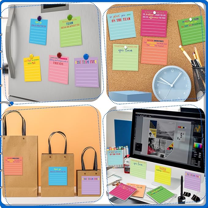 Yinder 24 Pcs Inspirational Sticky Notes Thank You Gift Motivational Sticky Note Pad Employee Appreciation Gift Bulk for Staff Coworker Teacher Nurse Office Groups 3 x 3'' (Thank You,Dark)