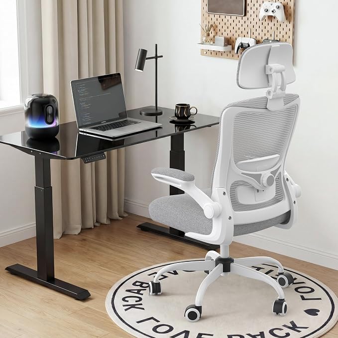Ergonomic Office Chair for Long Hours, Adjustable Padded Lumbar Support for Lower Back Relief, 330 lb Capacity, Comfortable Computer Desk Chair for Home Office, Work & Study