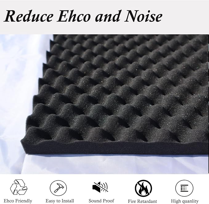 4 Pack Sound Proof Foam Panels for Walls,48x24x2 Inch Egg Acoustic Foam Panel,High Density Fire Resistant Soundproof Foam for Home,Studio,Reducing Noise & Echo