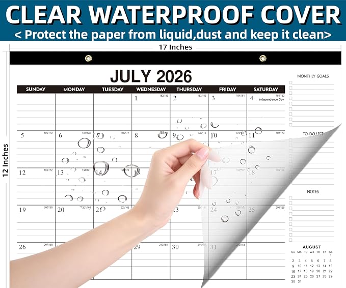 Desk Calendar 2026-2027, 18-Month Through Dec 2027, Large 17"x12" Desk/Wall Calendar, Ample Space, Thick Paper, Plastic Cover, Monthly Calendar Perfect for Home School & Office Organization