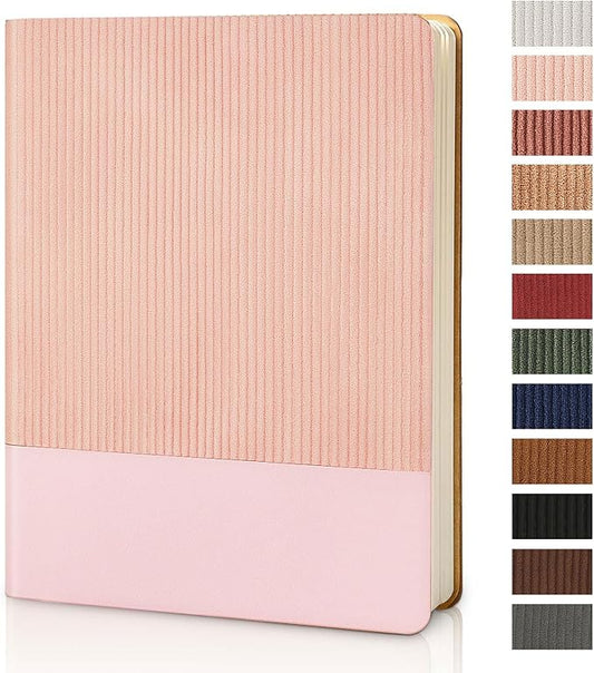 Lined Journal Notebook for Work College Ruled Note Book 7.2"x9.6"B5 PU Leather Daily Journaling 160 Pages for Women Men Writing Home School Supplies Business (Pink)