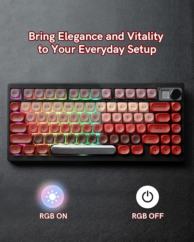 PBT Keycaps, Matte Red Lipstick Jelly Keycaps MOA Profile, 129 Keys Elegant Cute Custom Key caps for 61/68/84/87/98/100 Cherry Gateron MX Mechanical Keyboards, No Tear & Never Fades