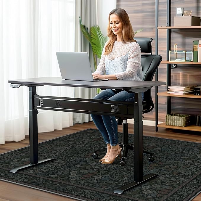 36"x48" Office Chair Mat for Hardwood Tile Floor, Under Desk Carpet Protector for Rolling Computer Chair Mat, Machine Washable Area Rug, Anti-Slip 1/5" Thick Low Pile Thin Vinyl Floor Mat, Dark Green