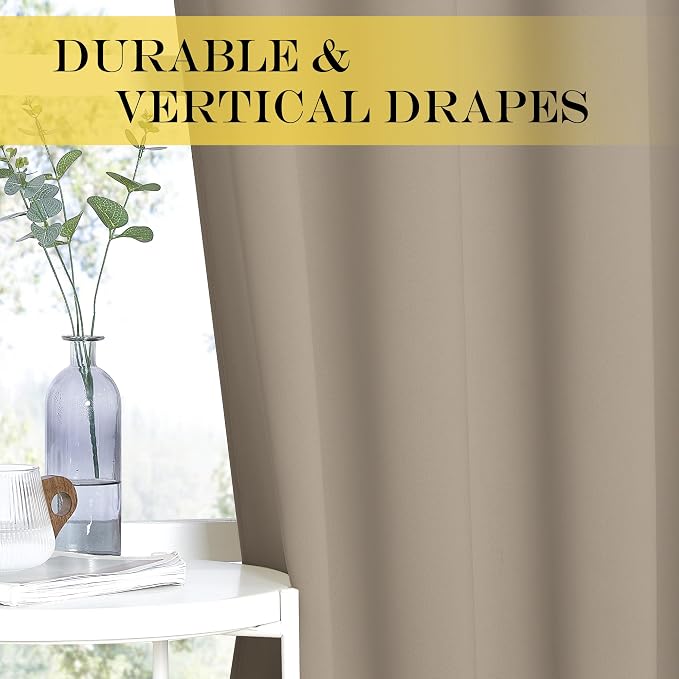 NICETOWN Blackout Curtains 84 Inch Length, Thermal Insulated Curtains for Bedroom Grommet Energy Saving Room Darkening Drapes for Living Room Window, 1 Panel, Taupe, 66" W x 102" L