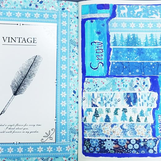 YUBBAEX 10 Rolls Four Seasons Washi Tape Set Blue Snowflake Masking Decorative Tapes (Winter)