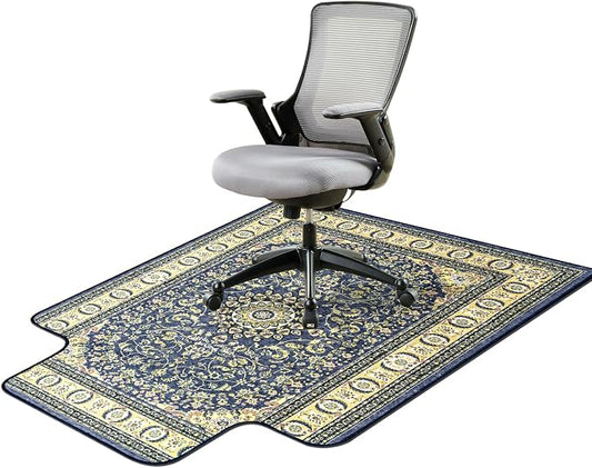 46" X 60" Office Chair Mat for Hardwood and Tile Floors, Under Desk Chair Mat for Carpet Protector Rolling Computer Chairs, Machine Washable Non-Slip Area Rug, Dark Blue