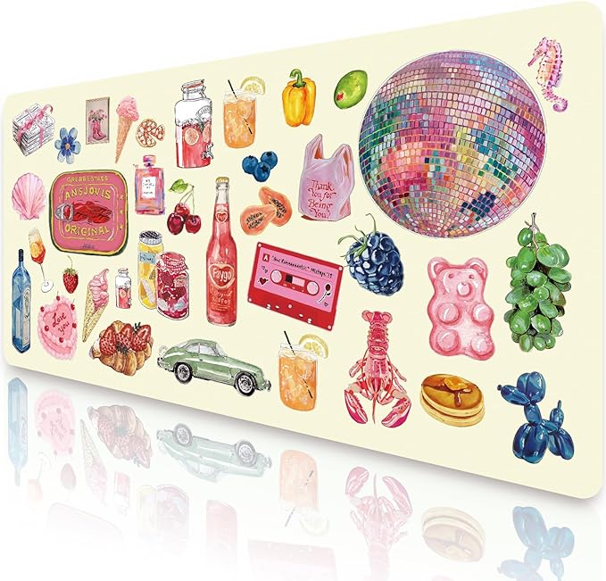 Cute Girly Desk Mat, Birthday Gifts for Women, PU Leather Desk Pad, Waterproof Computer Desk Protector Large Mouse Pad for School Office Home 31.5" x 15.7"