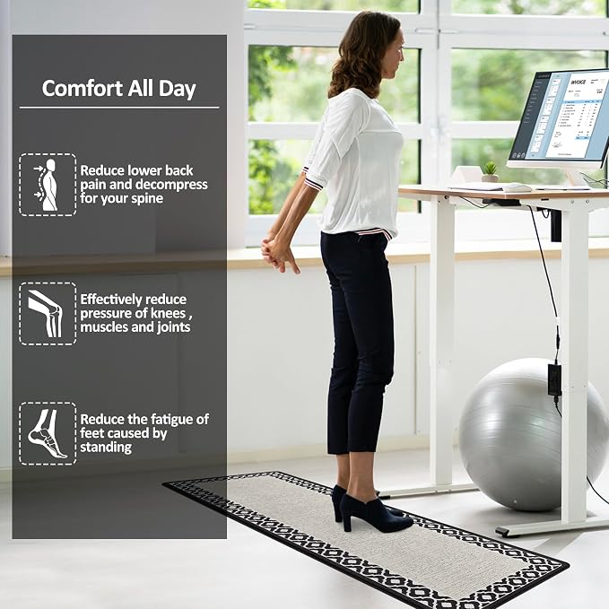 Anti Fatigue Kitchen Rug Non Slip Kitchen Mats for Floor Kitchen Runner Cushioned Kitchen Rug Ergonomic Comfort Standing Mat for Kitchen Floor Office Sink Laundry Kitchen Decor 17.3×59inch