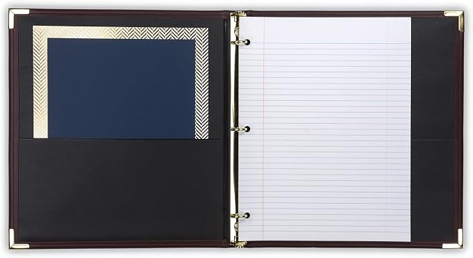Samsill Classic Collection Leather 3 Ring Binder, Executive Presentation Portfolio, 0.5 Inch (Holds 100 Sheets), Brass Round Ring, Burgundy